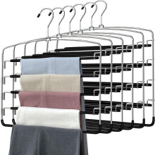 Cintre à pantalons à 5 niveaux avec bras pivotants – Gain de place en acier inoxydable