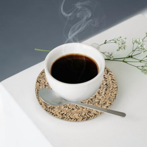 Lot de 8 sous-verres en coton et lin avec support 1
