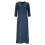 Women's Navy Solid A-Line Midi Dress with 3/4 Sleeves and V 4