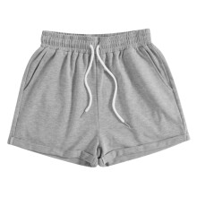 Calça feminina, calça curta feminina casual, folgada, com bolsos, cadarço e cordão.