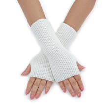 Knitted Lengthen Wrist Fingerless Gloves Winter Half Finger Mittens Stretchy Keep Warm Gloves for Girls Teens Cycling