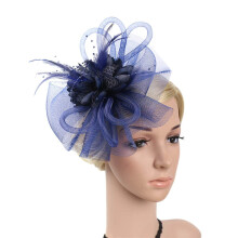 Pălărie Fascinator din plasă pentru nuntă la modă pentru femei, cu panglici și pene – Compatibilă cu șepci de petrecere, de camion, de