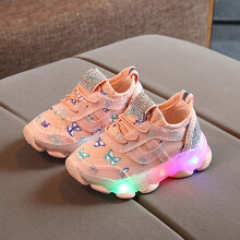 Pantofi sport pentru fete mici, cu lumină LED, pentru alergare, luminoși, roz