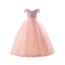 Prinzessinnenkleid für Kinder zum Halloween-Rollenspiel, ärmellos, Rundhalsausschnitt, mit zarter Blume (Rosa Nr. 1, 7 Jahre)