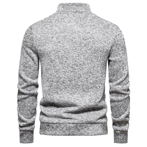 Winterlicher Baumwoll-Rollkragenpullover für Herren, 2025, lässiger, einfarbiger Langarm-Pullover, grau 2