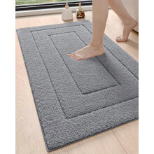 43x24 Badrumsmatta, halkfri tvättbar badrumsmatta för duschgolv, absorberande mjuk mikrofiber med gummibaksida, snabbtorkande grå