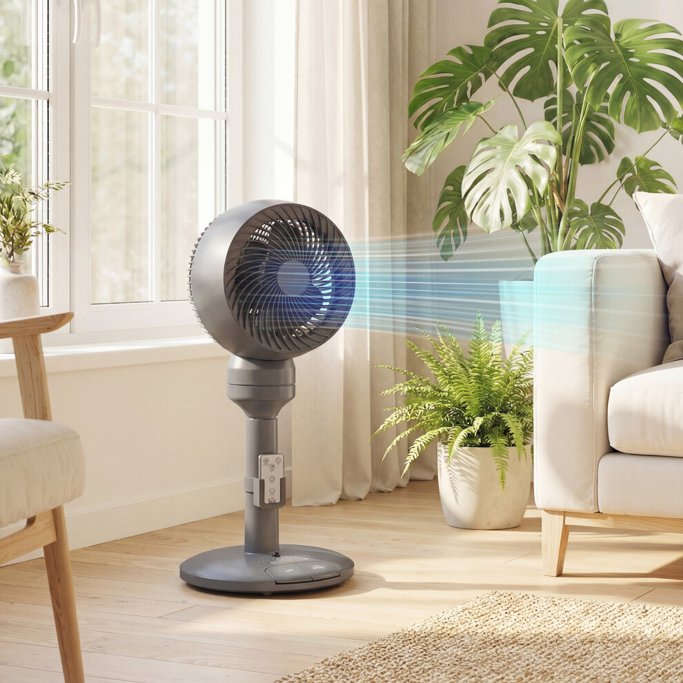 Homcom (Grey) 9" Pedestal Cooling Fan With Adjustable Speed And Mode Grey