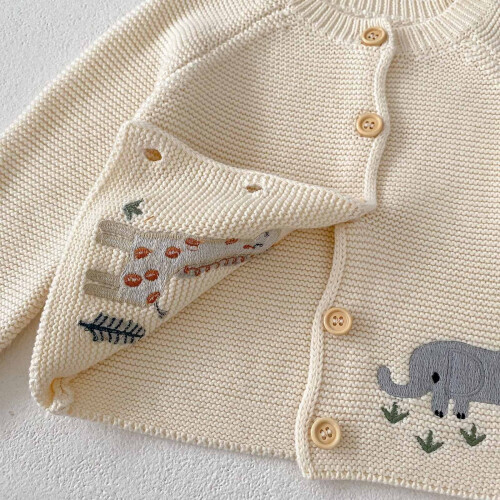 Kindervest met giraffenprint, wit, lange mouwen 2