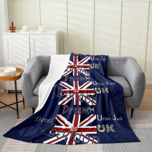 Couverture Londres 40x50", jeté en flanelle rouge/noir Union Jack pour enfants, compatible avec les thèmes du drapeau britannique