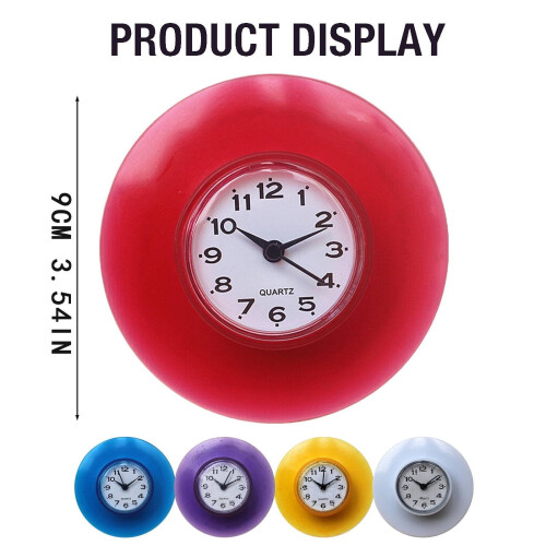 Waterproof Suction Cup Clock, Small Bathroom Shower Wall Clock, Mini Round Kitchen Refrigerator Clock Decor, White 2