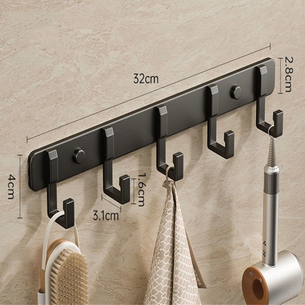 3 To 7 Hooks Metal Hooks Holder Aluminum Key Coat Clothes Door Holder Rack Hook Wall Mounted Hanger 9180479591788
