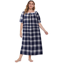 Nočná košeľa Plus Size pre ženy s krátkym rukávom, kvetinovou výstrihom a voľným dlhým spacím šatám
