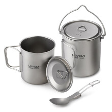 Conjunto de panelas dobráveis de 3 peças: panela de 750 ml + copo de 450 ml com tampa e garfo-colher – Compatível com Mewmewcat