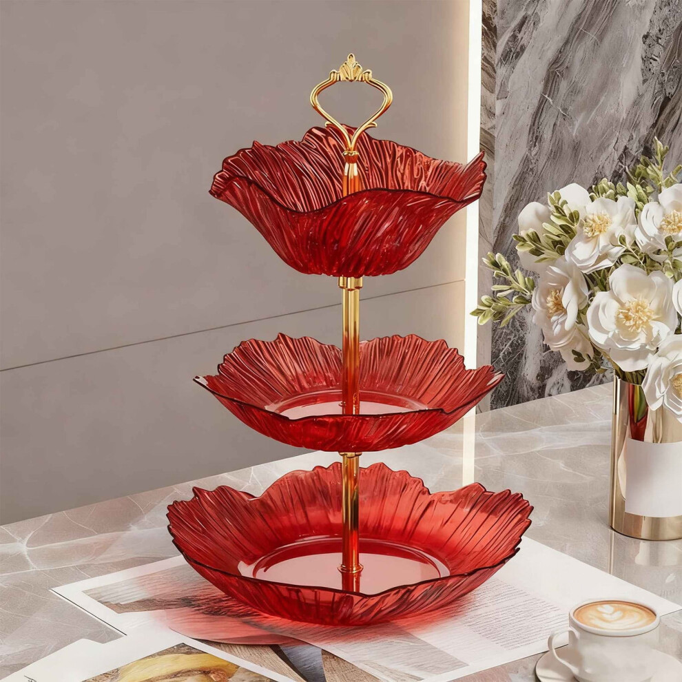 Multi-Layer Serving Tray â Red, Stackable Fruit & Snack