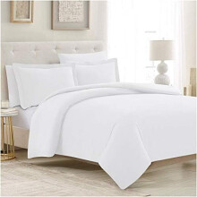 Duvet Cover Set - 5 PC Iconic Collection Bedding Set - Hotel Luxury, Extra Soft & Cooling - Microfiber - Button Closure and Corner Ties (Full, White)