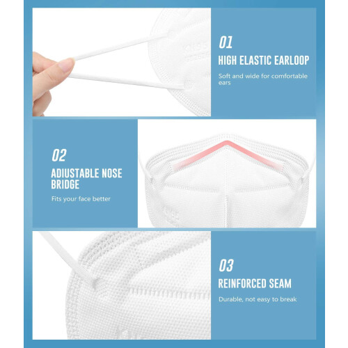 KN95 Face Masks, 50-Pack, White 2