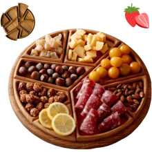Plateau de service en bois façon puzzle avec compartiments amovibles pour fruits, noix et en-cas – Décoration de cuisine et de fêtes