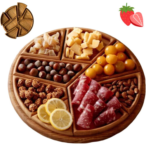 Bandeja de servir de madera con forma de rompecabezas y 8 secciones extraíbles.