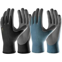 Micro-Foam Nitrile Garden Gloves, Touchscreen Fingers, Non-slip Grip, 6 Pairs, Medium, Blue/Black, Compatible with sweaty hands