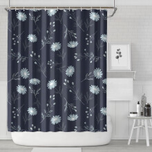 Pioneer dusjforheng med blomstertrykk, 213 x 183 cm, dekorativt dusjforhengsett til badet med 12 kroker, vanntett og vaskbar