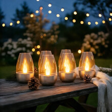 Candele a LED a energia solare, candele votive senza fiamma impermeabili per barattoli di vetro e zucche intagliate, decorazioni per esterni e patio.