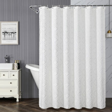 70x70 Zoll (ca. 178x178 cm) großer, wasserdichter Duschvorhang mit Blumenmuster, Ösen und 12 Haken – schimmelresistent, pflegeleicht, weiß