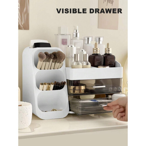 Οργάνωση Μακιγιάζ Πάγκου με Βάση για Πινέλα & Συρτάρια - Ευρύχωρη και στιβαρή 2