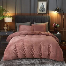 Velvet Duvet Cover Set Queen 3-Piece Blush Pink