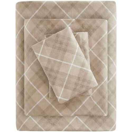Ensemble de draps en flanelle 100 % coton pour lit simple