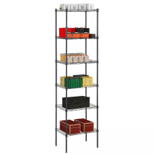 Étagère métallique robuste à 6 niveaux, capacité de 272 kg, réglable, idéale pour restaurant, garage, garde-manger et cuisine, noire, 42,4 cm