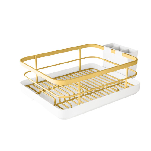 Scolapiatti multifunzionale (34 cm) con portautensili e portabicchieri – Robusto scolapiatti da cucina 1