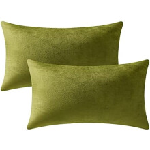Housses de coussin en velours 30 x 50 cm, coloris chartreuse – Lot de 2