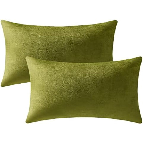 Samtkissenbezüge 30 x 50 cm, Chartreuse – 2er-Pack