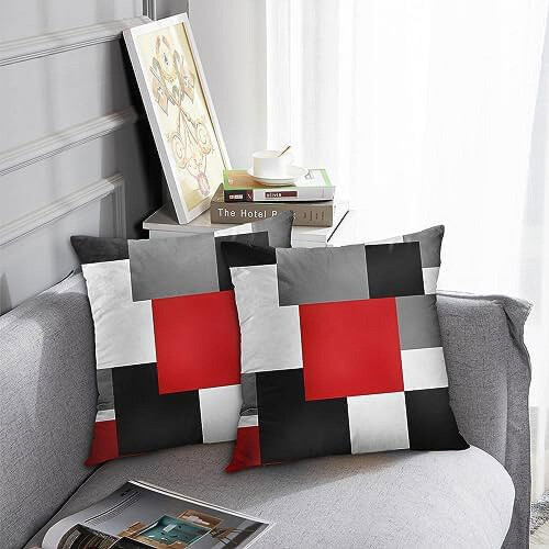 Conjunto de 2 capas de almofada geométricas em veludo, 45x45 cm (18x18 polegadas) 1