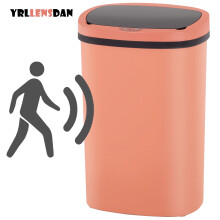 Cubo de basura de cocina automático de 13 galones con tapa con sensor de movimiento, de plástico alto, color rosa – Compatible con bolsas