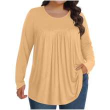 Blusas de tallas grandes para mujer, túnicas de manga larga, cuello redondo, estilo casual y holgado, tallas 1X-5X, XXXXL