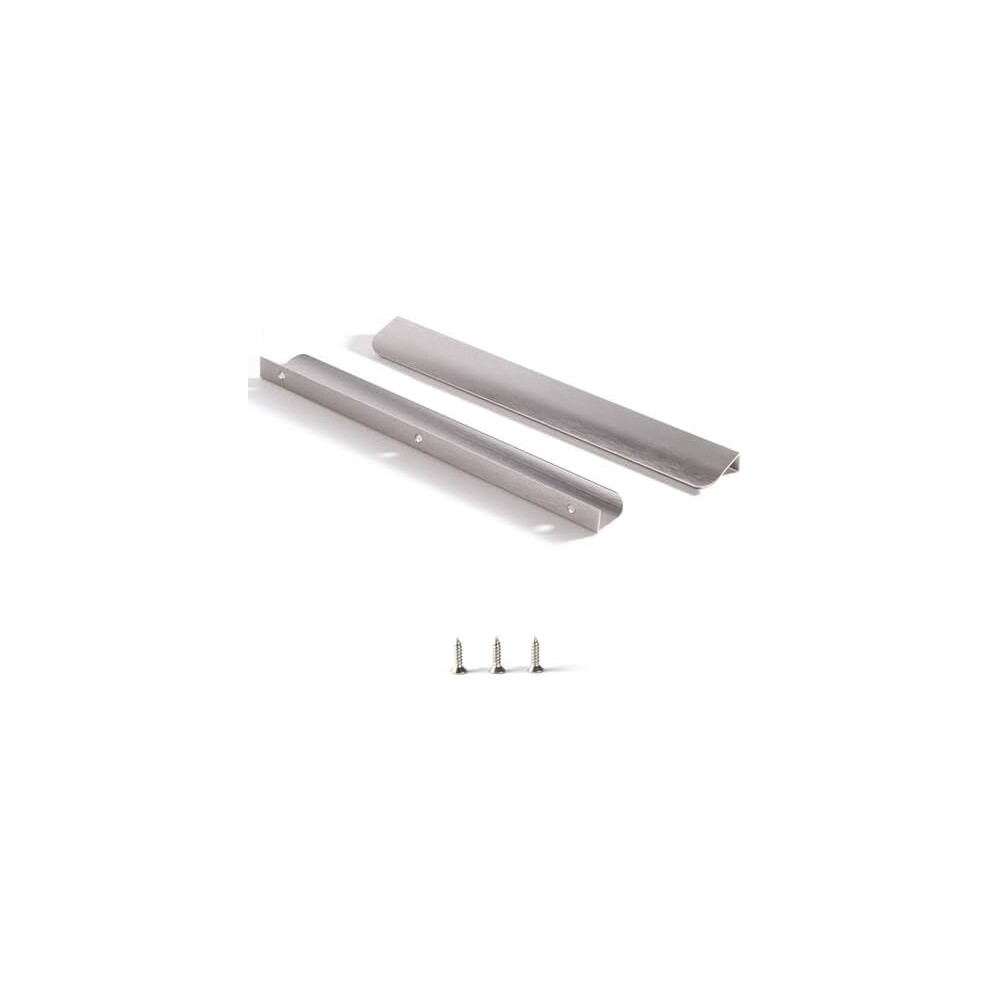 Edge Finger Tab Pulls For Cabinets, Compatible With Concealed Drawers, Aluminum Flat Hidden Back Mount, Brushed Nickel, 10-Pack, 11.81", Easy Install 9180479595533