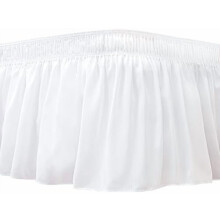 Bed Skirt White Wrinkle-Resistant Silky Fabric 12 Inch Drop