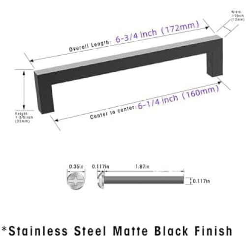 Cabinet Pulls Matte Black 160mm 10-Pack 1