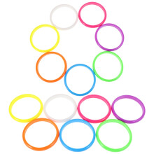 Conjunto de 14 pulseiras de plástico coloridas para mulheres, estilo neon, pulseiras de carnaval, pulseiras de gelatina coloridas, pulseiras