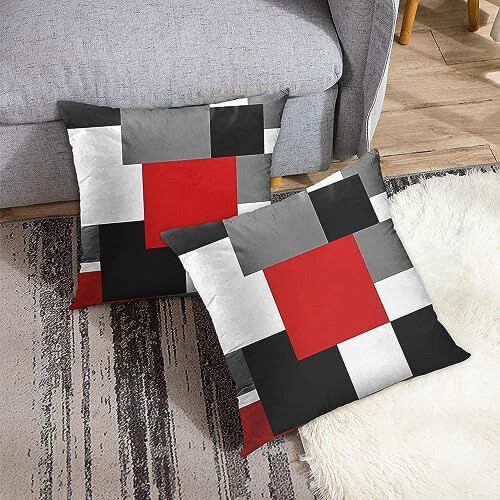 Conjunto de 2 capas de almofada geométricas em veludo, 45x45 cm (18x18 polegadas) 2