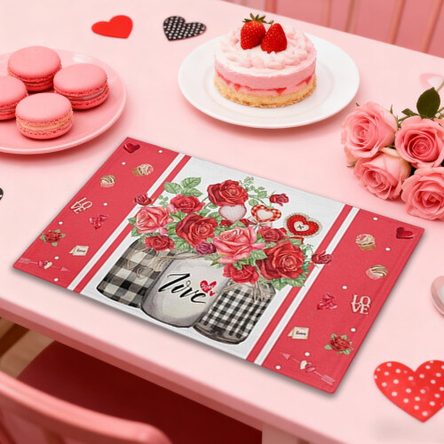 Valentijnsdag placemats van polyester, 45x30 cm