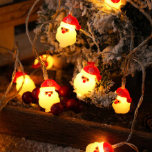 Guirnalda de luces navideñas a pilas, 150 cm (4,92 pies), 10 LED, con diseño de Papá Noel, ideal para decoración de árboles de Navidad,