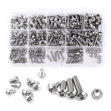 Assortiment roestvrijstalen stelschroeven voor bevestigingsdoeleinden, bestaande uit 500 stuks, inclusief M3- en M4-maten.