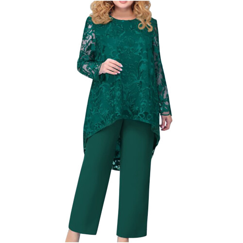 Σετ παντελονιών plus size, βραδινό φόρεμα plus size, με δαντέλα και κέντημα, σετ δύο 1