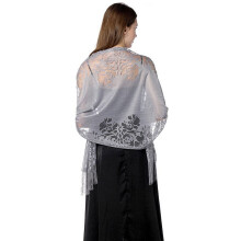 Xales e echarpes de renda para vestidos de noite, lenço floral feminino para noiva e damas de honra.