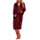 Women's fluffy solid long sleeve hooded bathrobe with 3