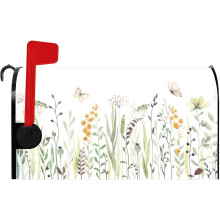 Magnetische brievenbushoes met lentebloemenmotief, 45 x 53 cm, met wilde bloemen en vlinders, geschikt voor standaard brievenbussen.