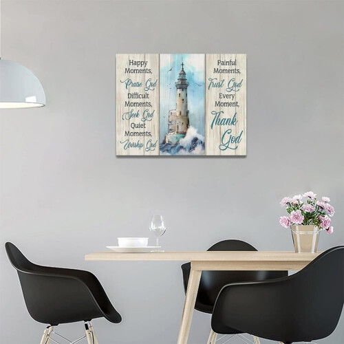 Ναυτική εκτύπωση σε καμβά με φάρο, 16"x12", Διακόσμηση θαλάσσιων ακτών, συμβατή με 1