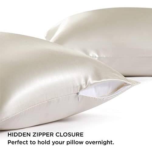 Satijnen kussensloop met ritssluiting, 2 stuks, Kingsize, 20x36 inch 2